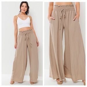 24 Boho Smocked Waist Wide Leg Pants